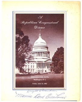 Dwight Eisenhower and Mamie Eisenhower Dual-Signed 1962 Republican Congressional Dinner Program Cover (JSA)